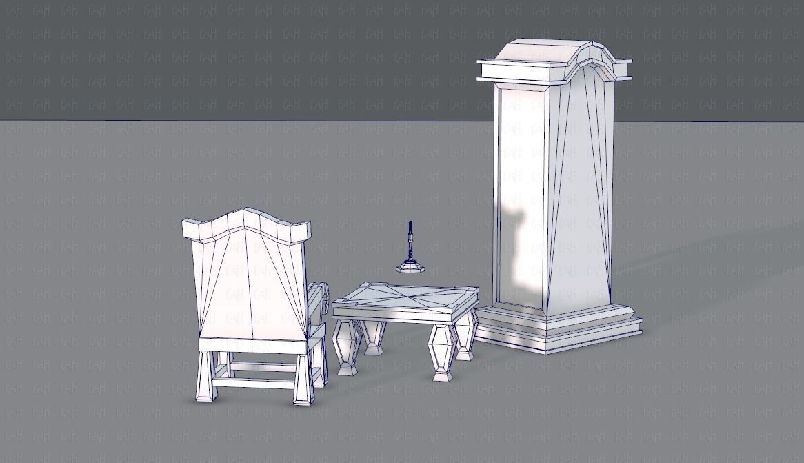 Furniture set for game Low-poly 3D model_16