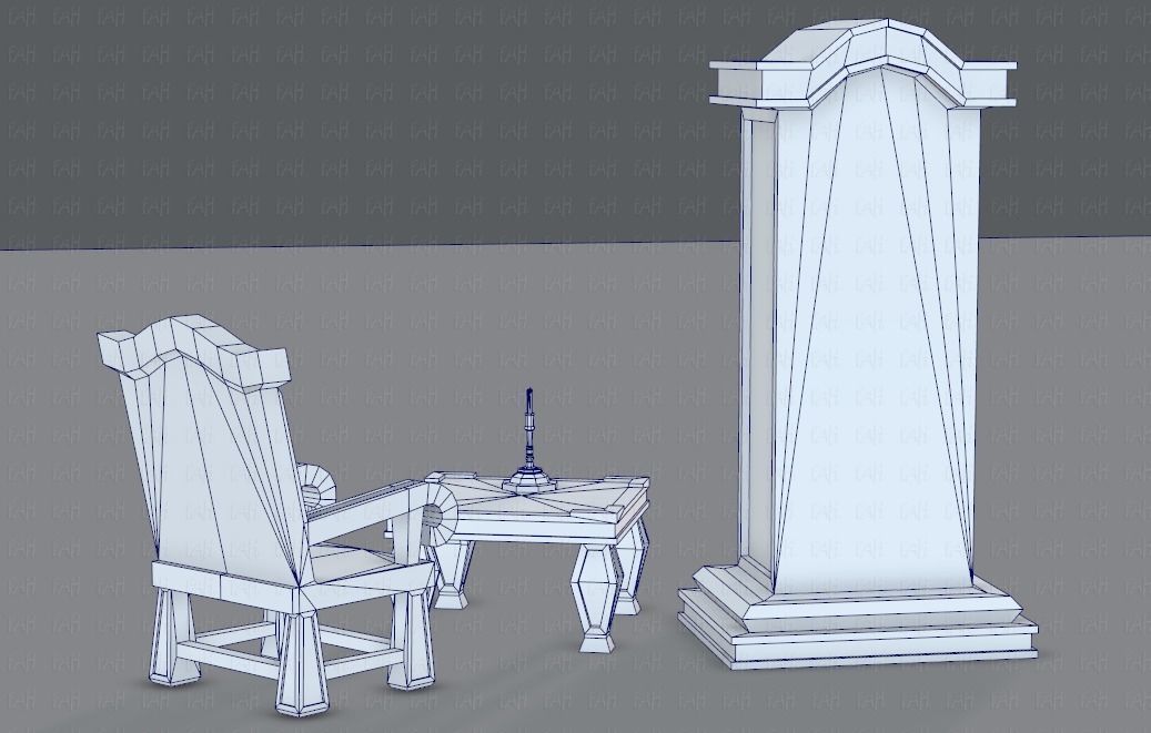 Furniture set for game Low-poly 3D model_39