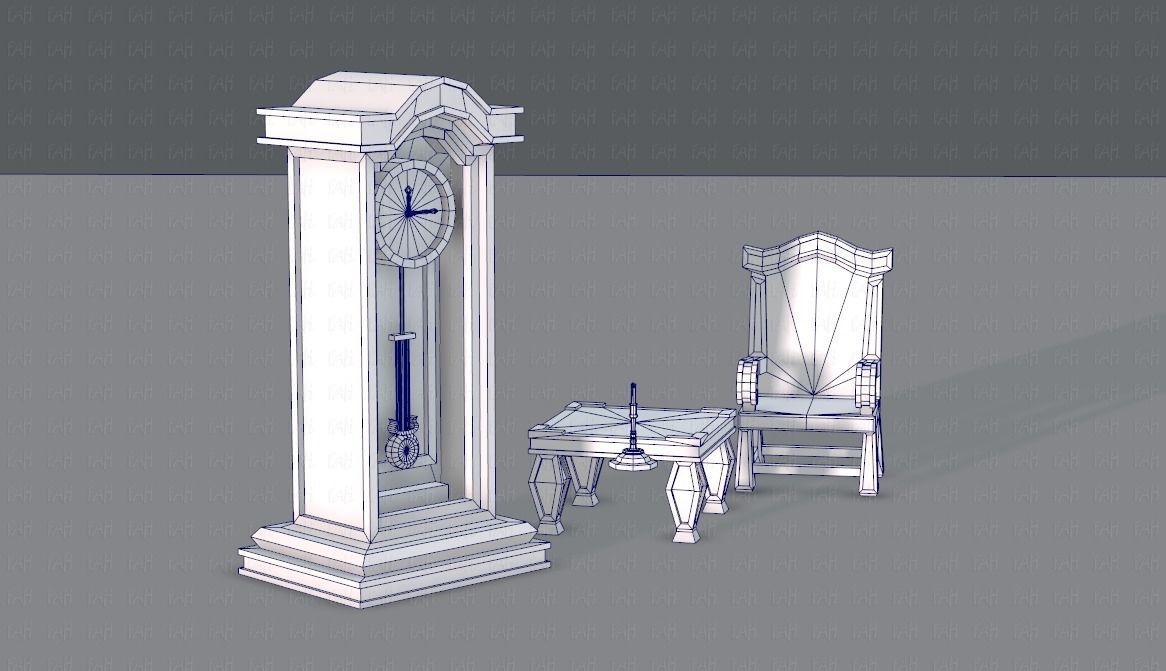 Furniture set for game Low-poly 3D model_12