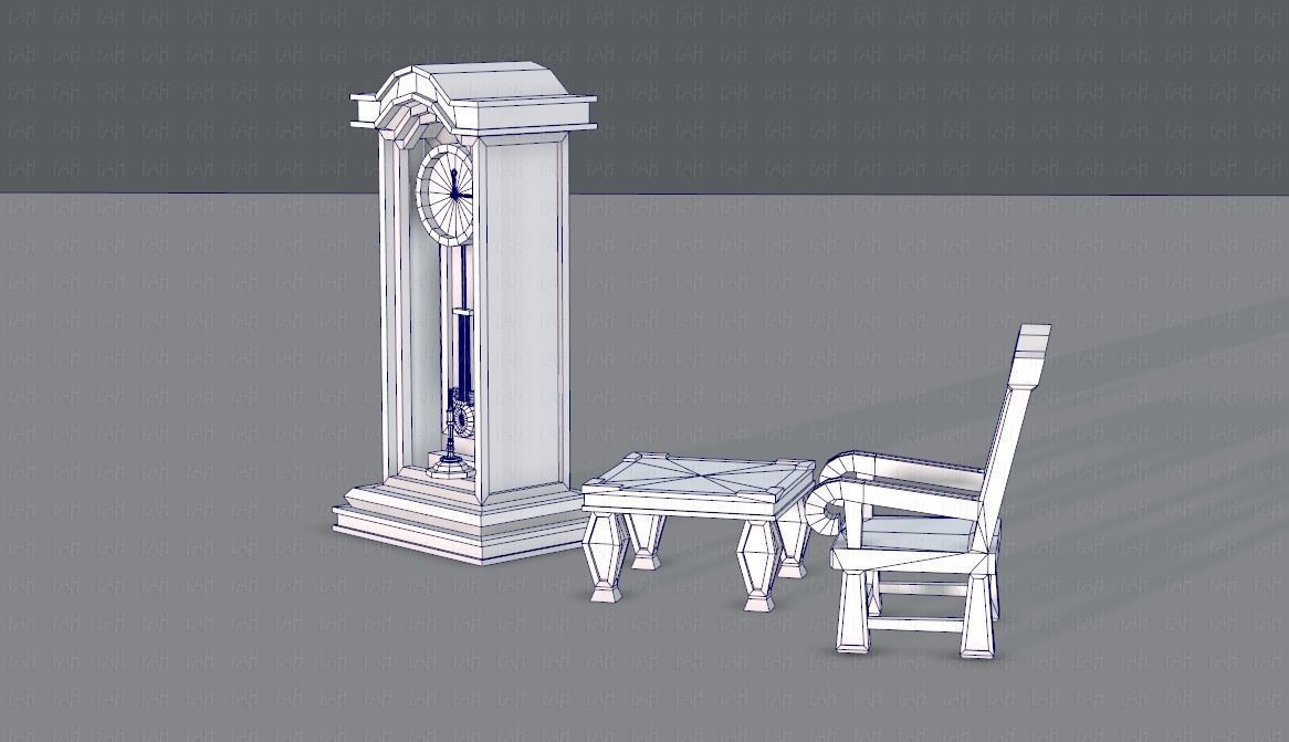 Furniture set for game Low-poly 3D model_18