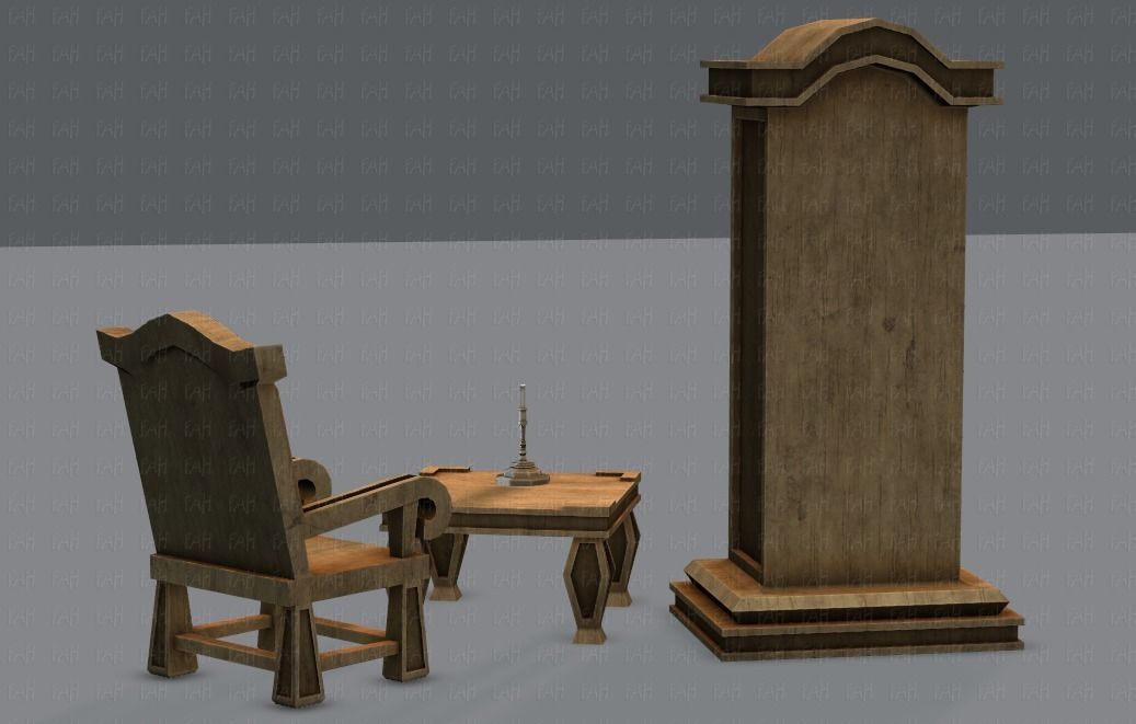 Furniture set for game Low-poly 3D model_40