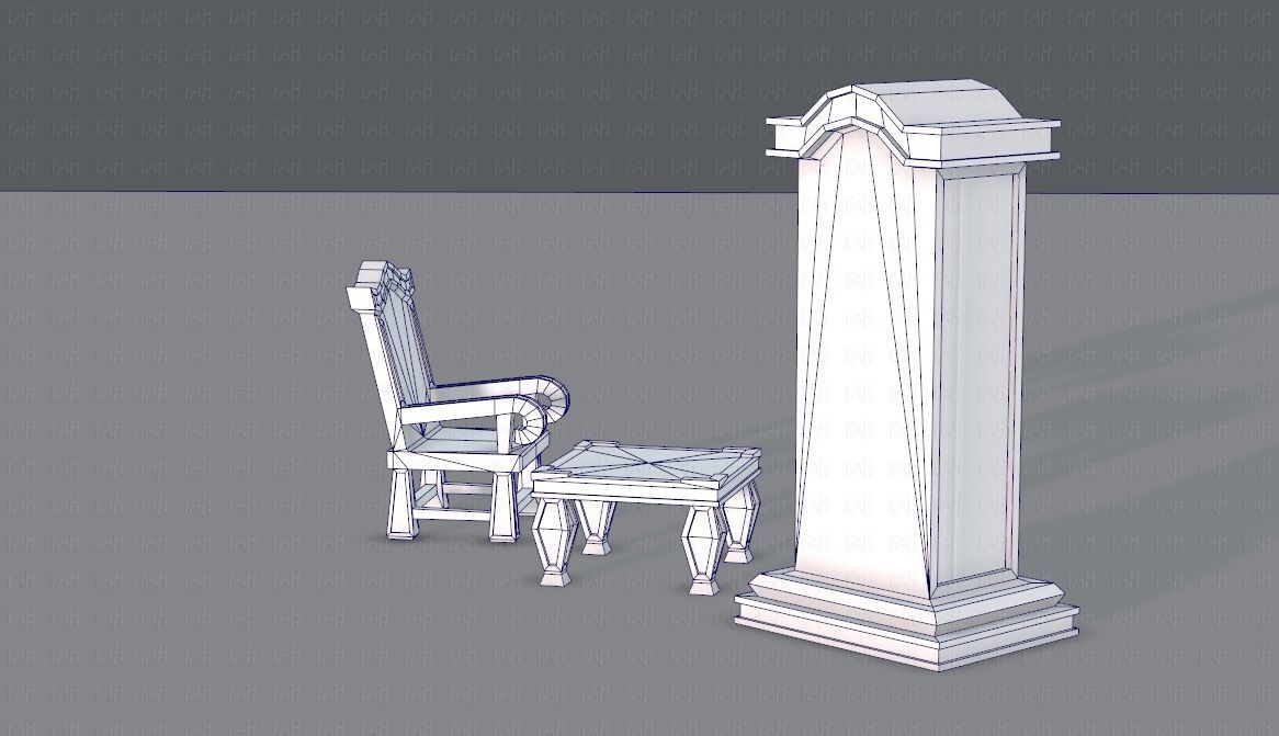 Furniture set for game Low-poly 3D model_14