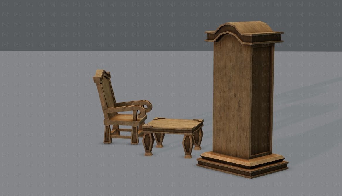Furniture set for game Low-poly 3D model_6