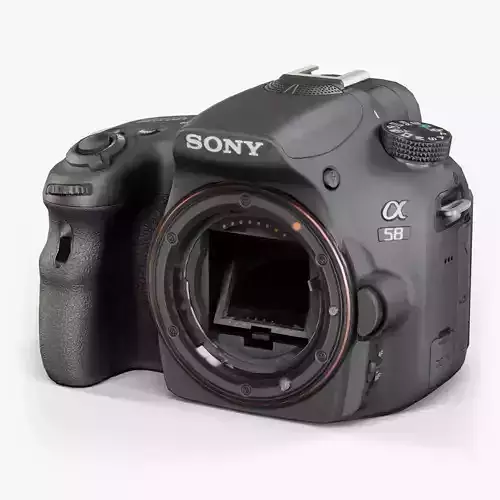 Sony SLT-A58 DSLR camera Low-poly 3D model