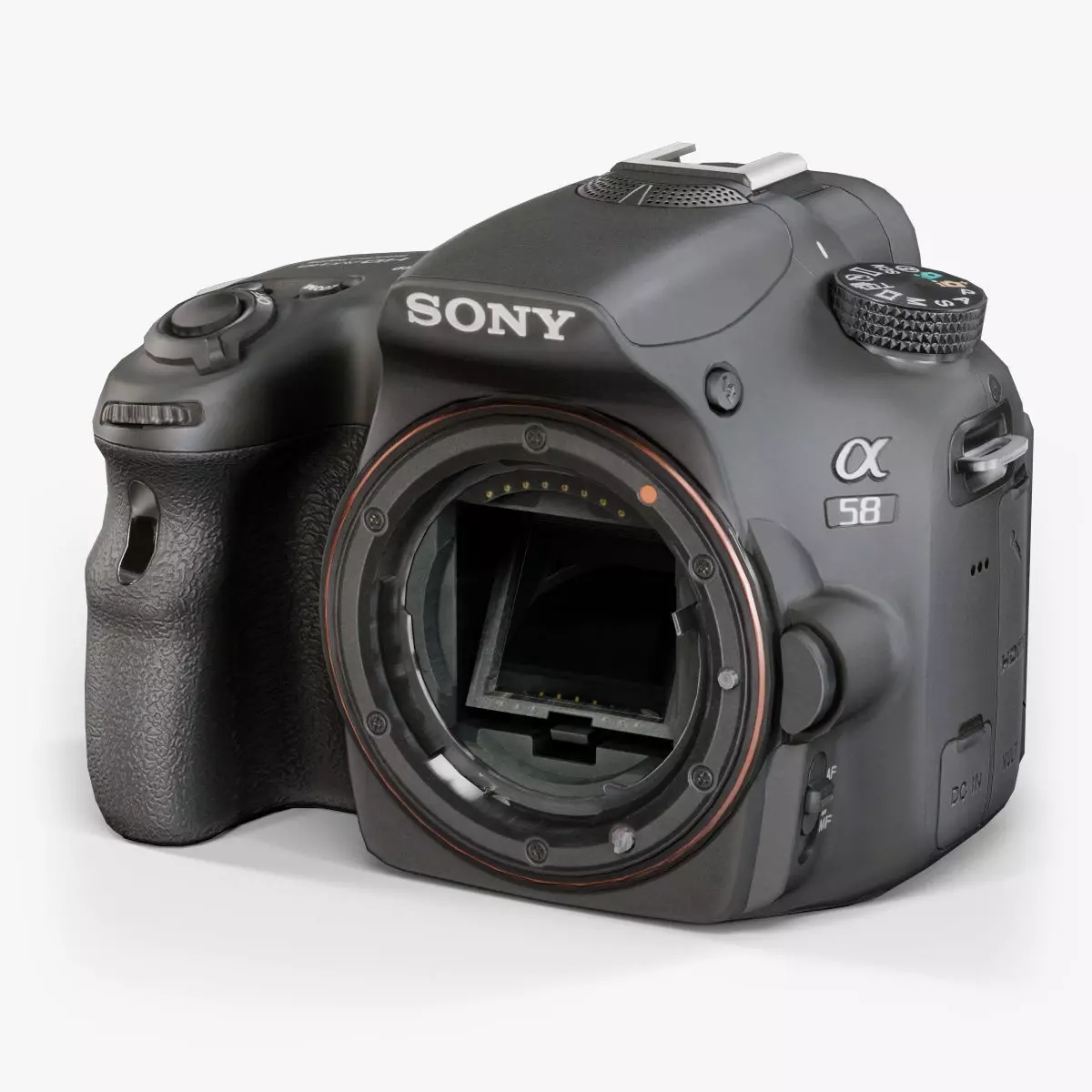 Sony SLT-A58 DSLR camera Low-poly 3D model_0