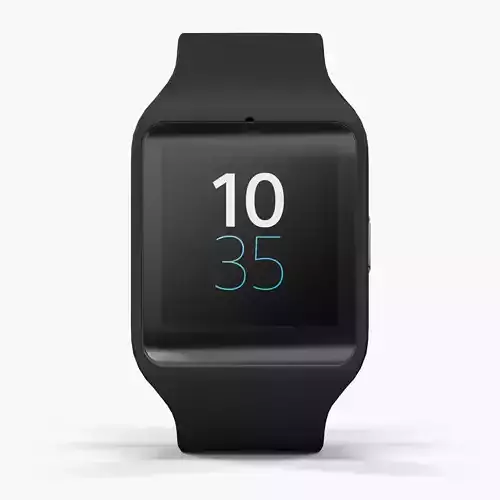 Sony SmartWatch 3 Black Low-poly 3D model