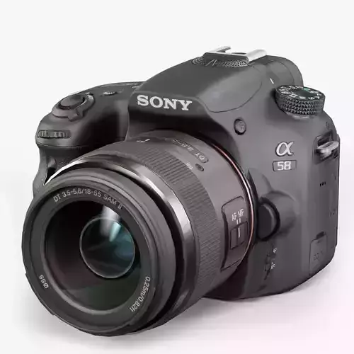 Sony SLT-A58 DSLR camera Kit DT 18-55mm f 3-5 5-6 SAM II Lens Low-poly 3D model