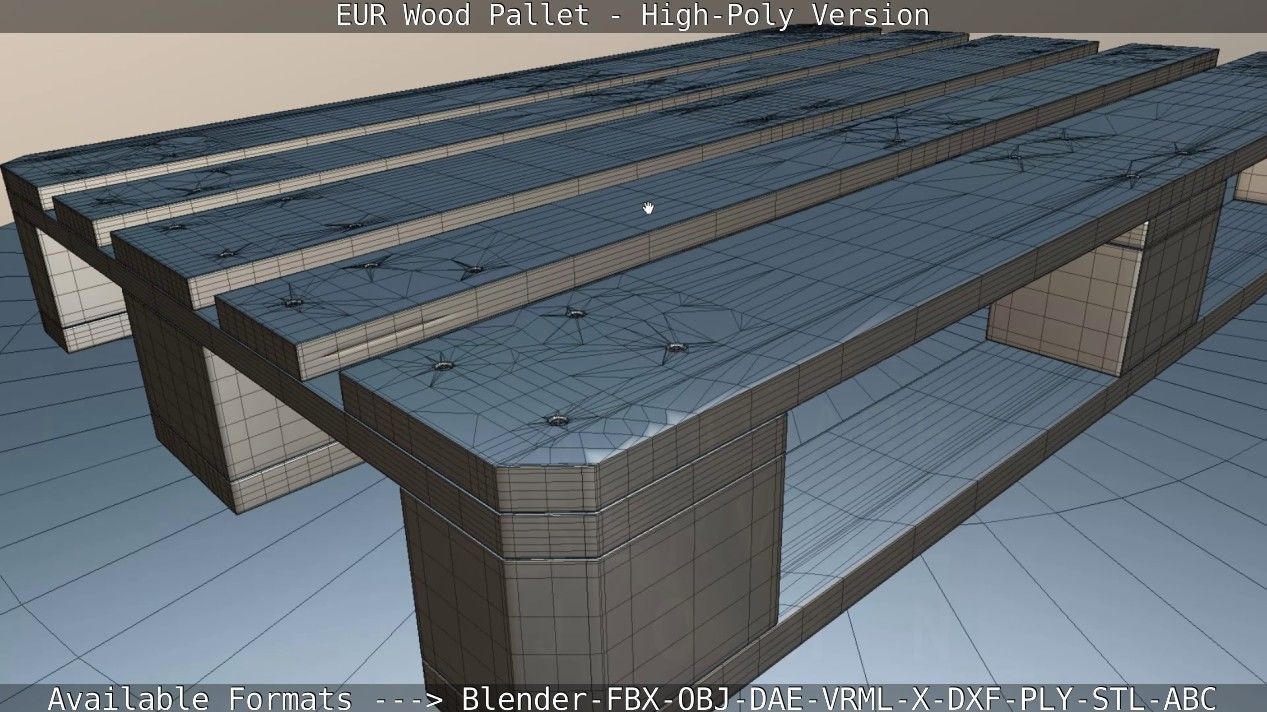 EUR Wood Pallet - High-Poly Version 3D model_76