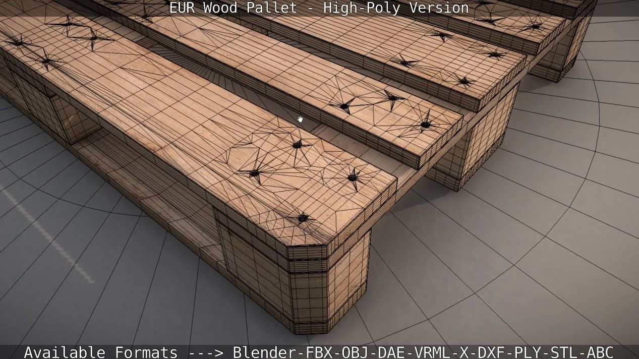 EUR Wood Pallet - High-Poly Version 3D model_23
