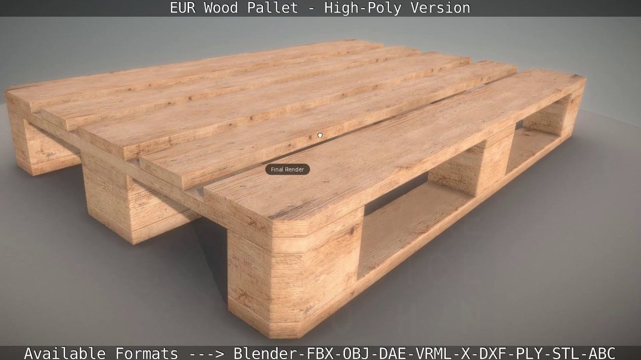 EUR Wood Pallet - High-Poly Version 3D model_69