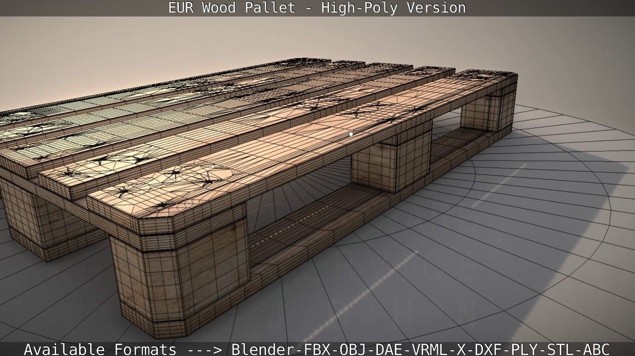 EUR Wood Pallet - High-Poly Version 3D model_20