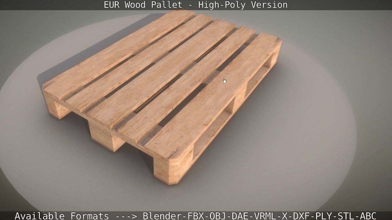 EUR Wood Pallet - High-Poly Version 3D model_11