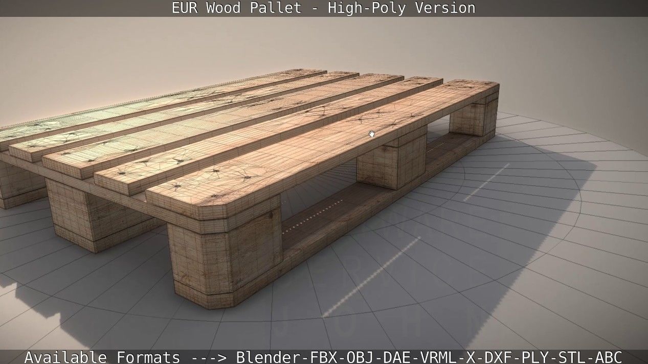 EUR Wood Pallet - High-Poly Version 3D model_19