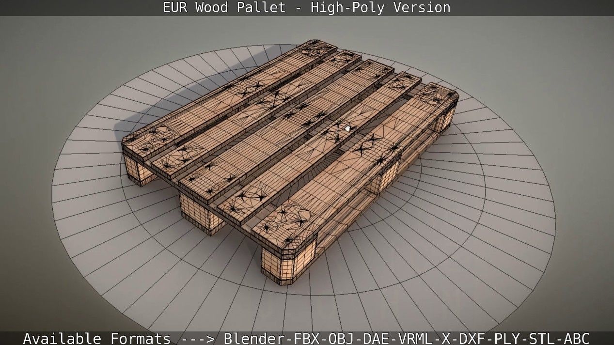 EUR Wood Pallet - High-Poly Version 3D model_38
