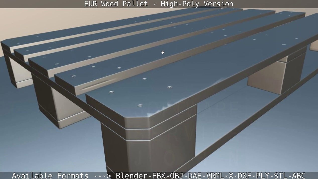 EUR Wood Pallet - High-Poly Version 3D model_75