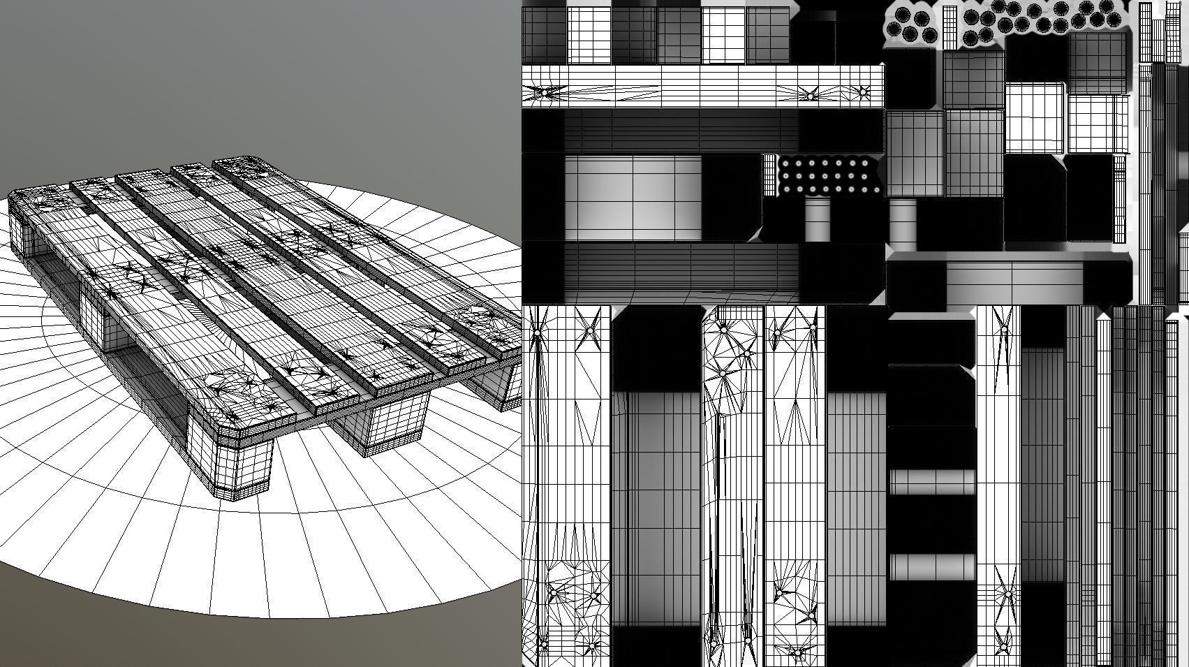 EUR Wood Pallet - High-Poly Version 3D model_5