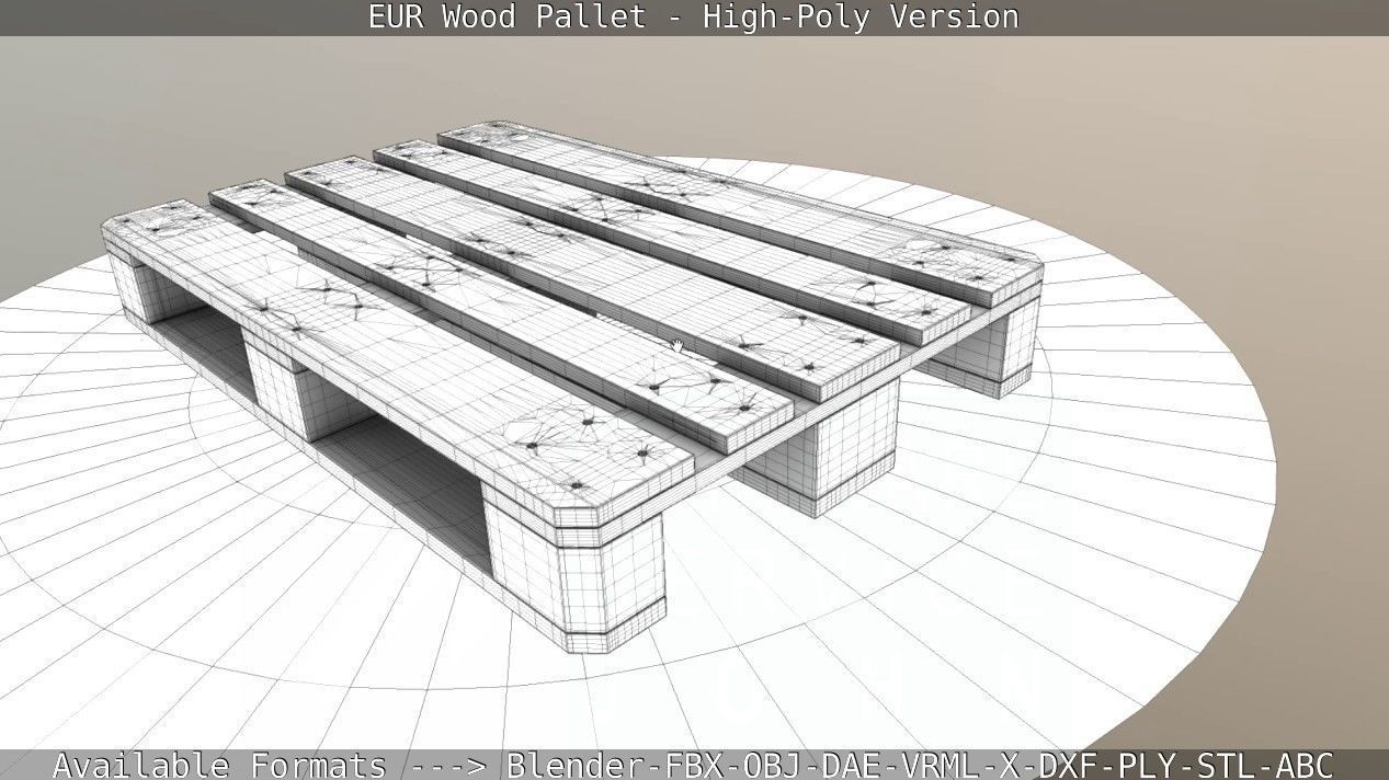EUR Wood Pallet - High-Poly Version 3D model_61