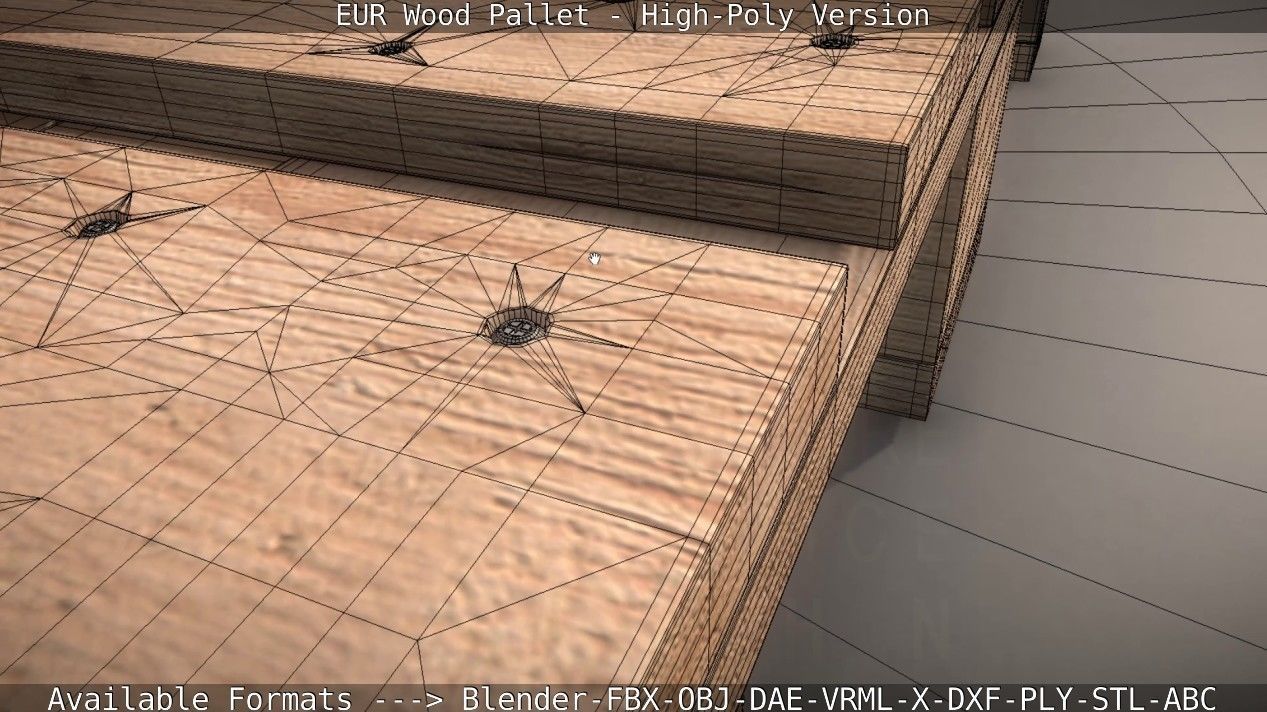 EUR Wood Pallet - High-Poly Version 3D model_26