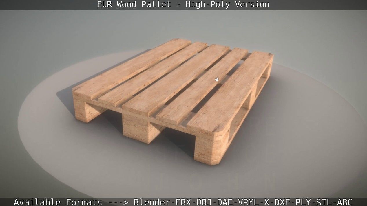 EUR Wood Pallet - High-Poly Version 3D model_85