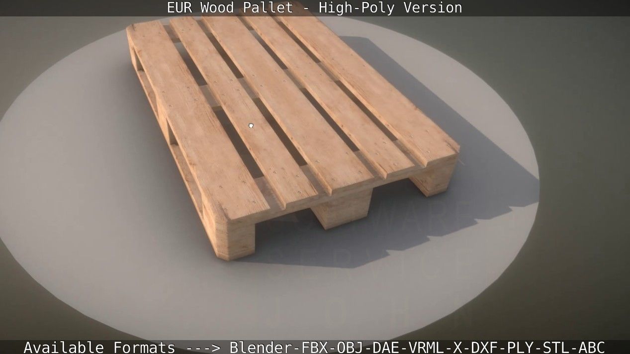 EUR Wood Pallet - High-Poly Version 3D model_13