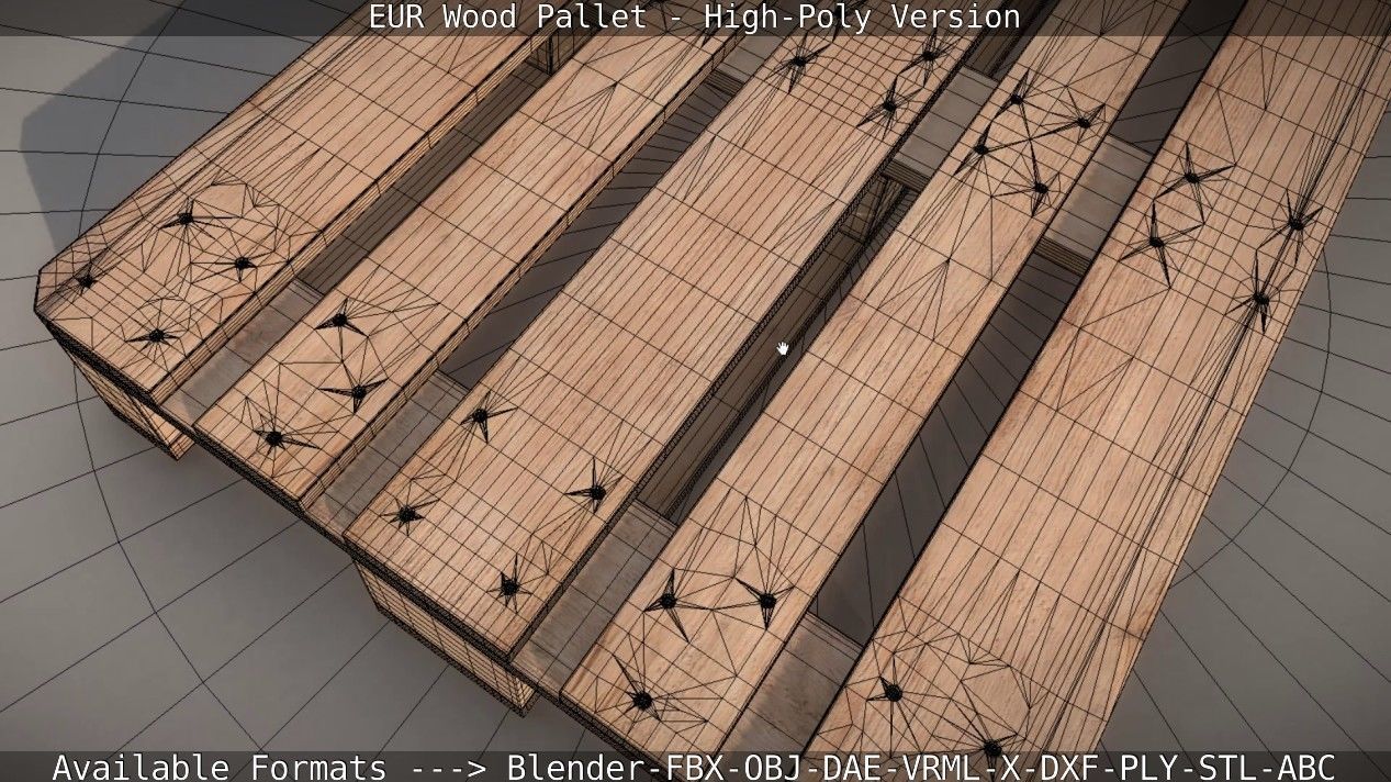 EUR Wood Pallet - High-Poly Version 3D model_36