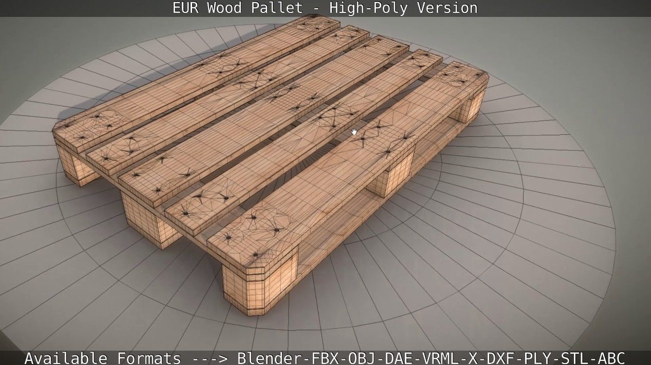EUR Wood Pallet - High-Poly Version 3D model_39