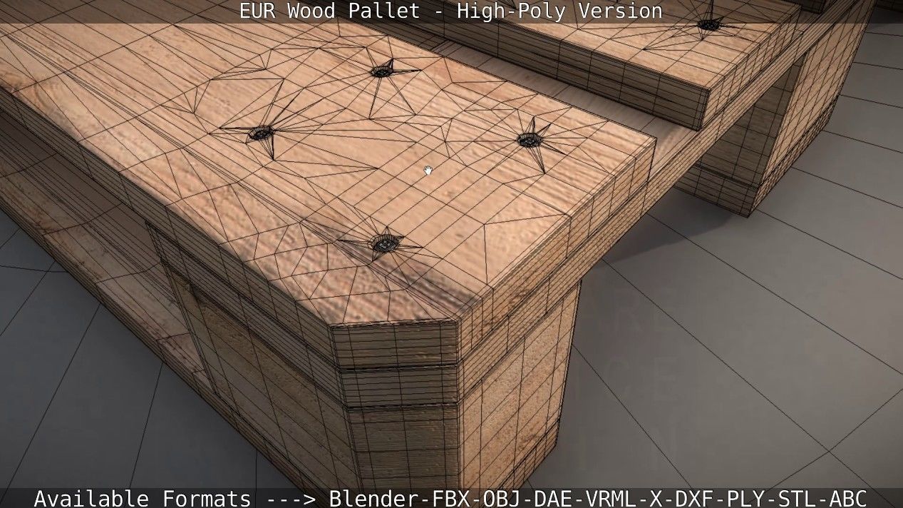 EUR Wood Pallet - High-Poly Version 3D model_24