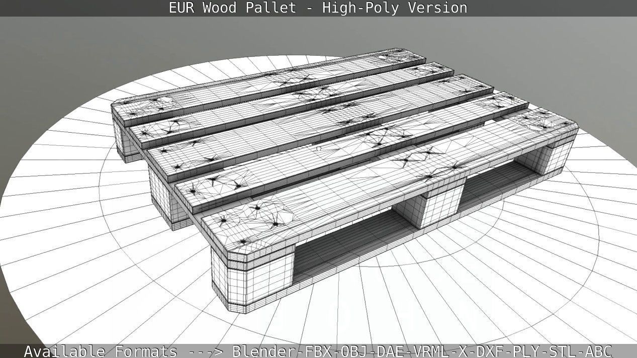 EUR Wood Pallet - High-Poly Version 3D model_63