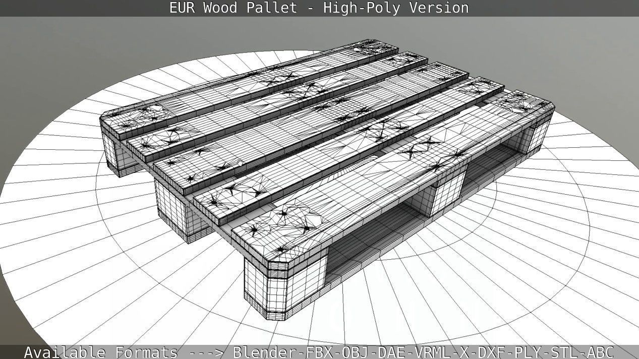 EUR Wood Pallet - High-Poly Version 3D model_62