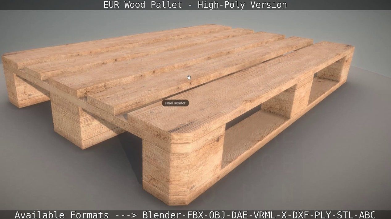 EUR Wood Pallet - High-Poly Version 3D model_68
