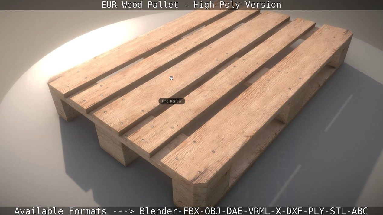EUR Wood Pallet - High-Poly Version 3D model_82