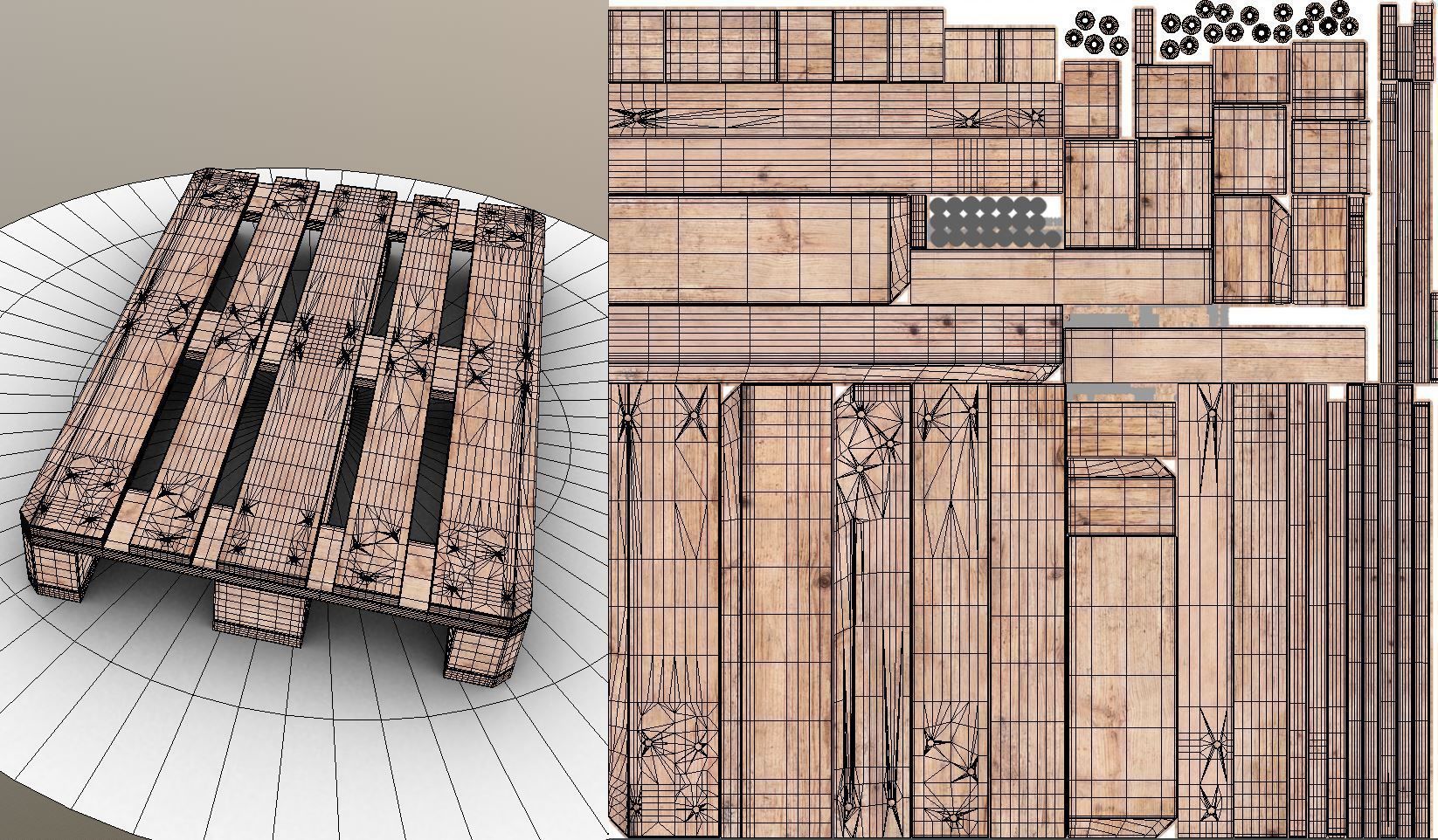 EUR Wood Pallet - High-Poly Version 3D model_4