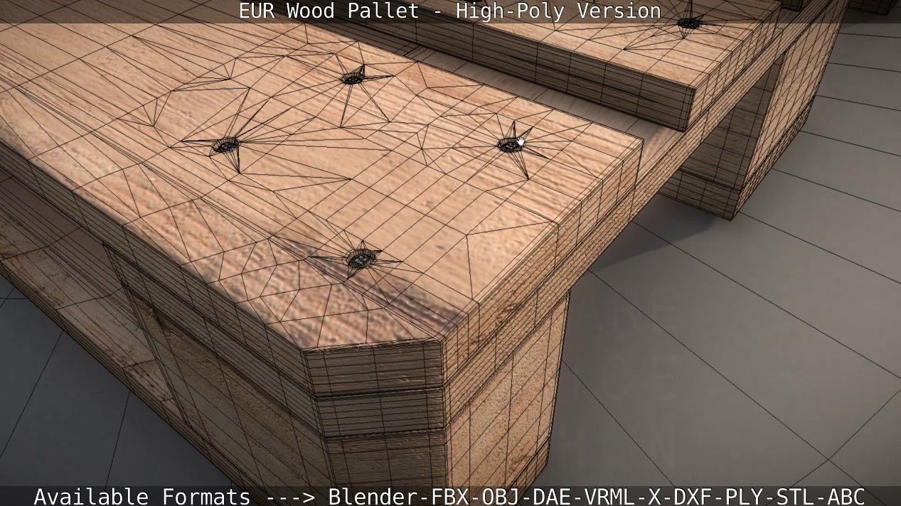 EUR Wood Pallet - High-Poly Version 3D model_25