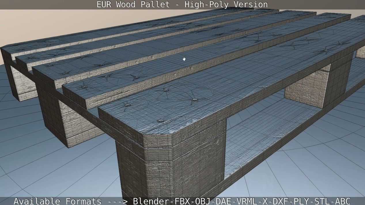 EUR Wood Pallet - High-Poly Version 3D model_79