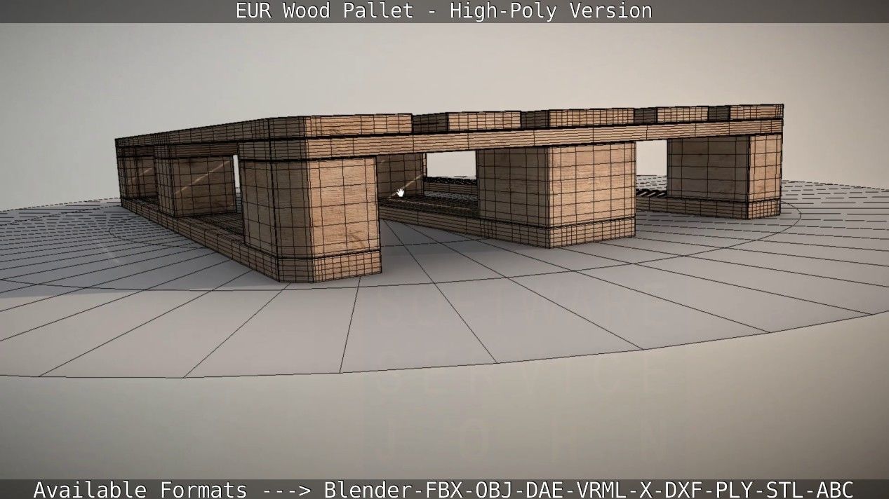 EUR Wood Pallet - High-Poly Version 3D model_21