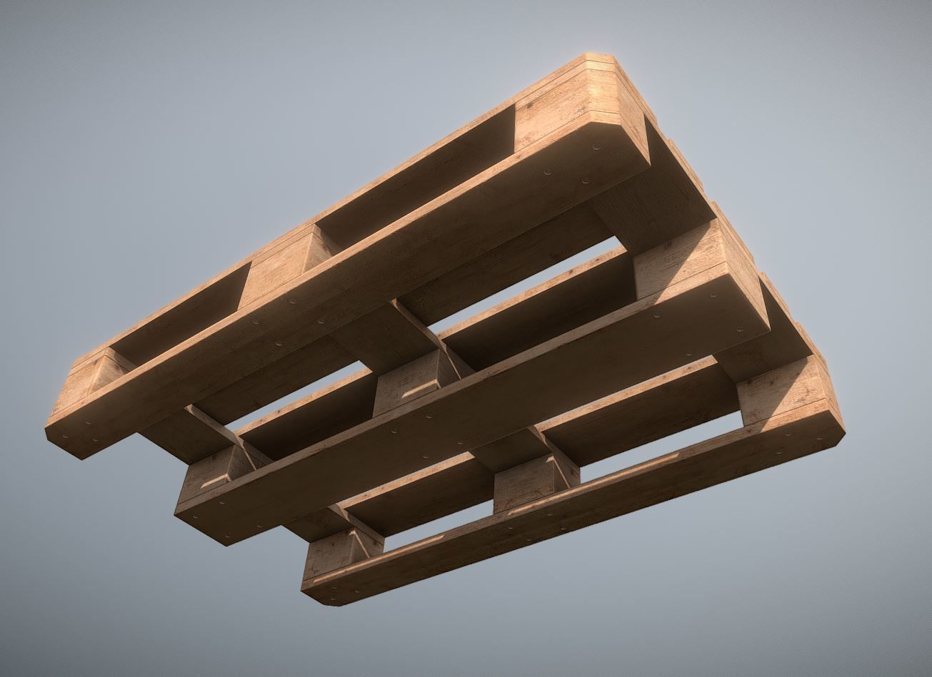 EUR Wood Pallet - High-Poly Version 3D model_2