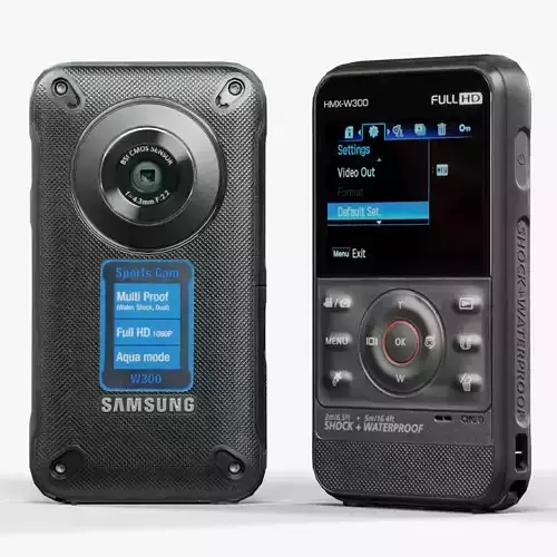 Samsung HMX-W300 Black pocket camcorder Low-poly 3D model