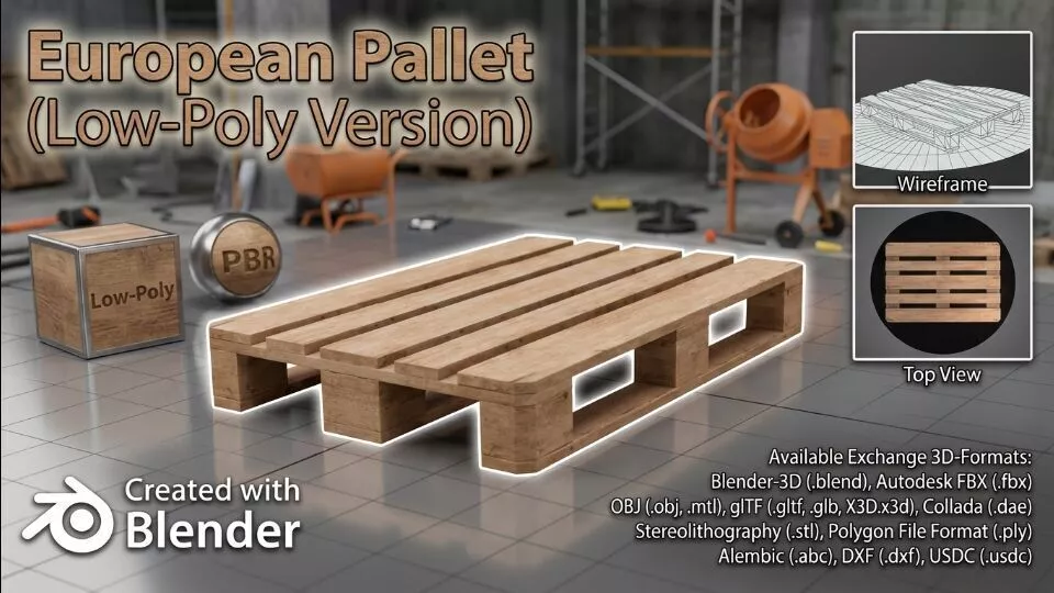 EUR Wood Pallet - Low-Poly Version Low-poly 3D model
