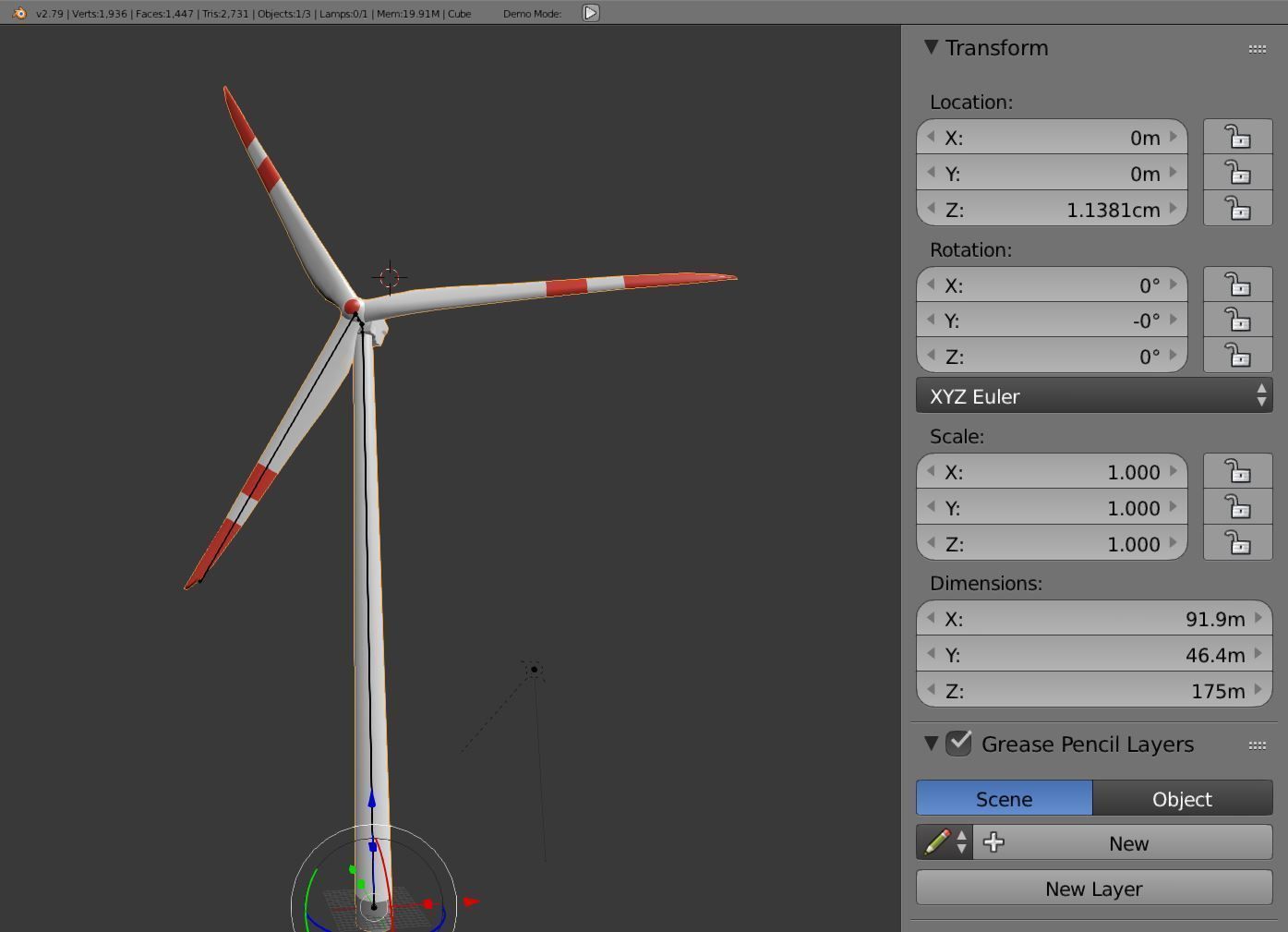 Wind Turbin - Animated and Low-Poly Low-poly 3D model_7