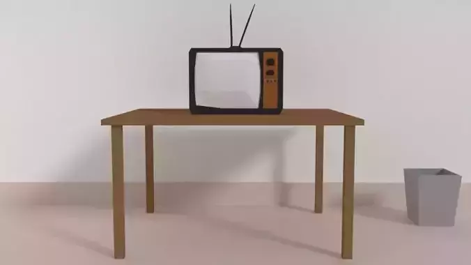 Low Poly TV old on table