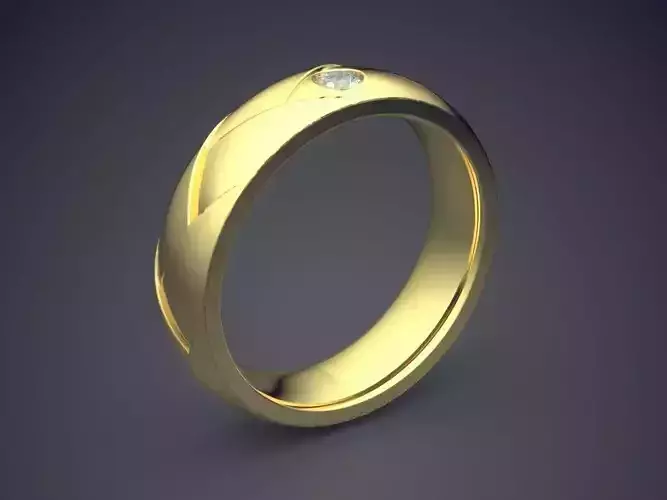 Classic Golden Engagement Ring With Braiding and Diamond Details 3D print model