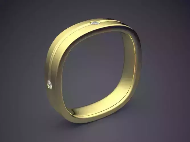 Unique Golden Square Ring With Diamonds