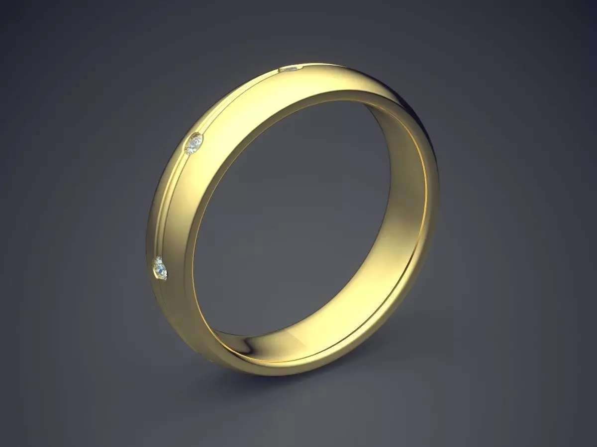 Classical Simple Golden Engagement Ring With Diamonds 3D print model_0