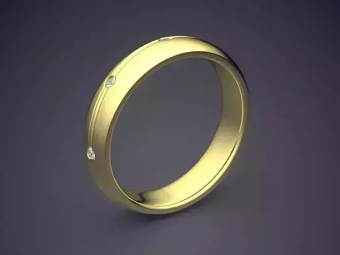 Classical Simple Golden Engagement Ring With Diamonds
