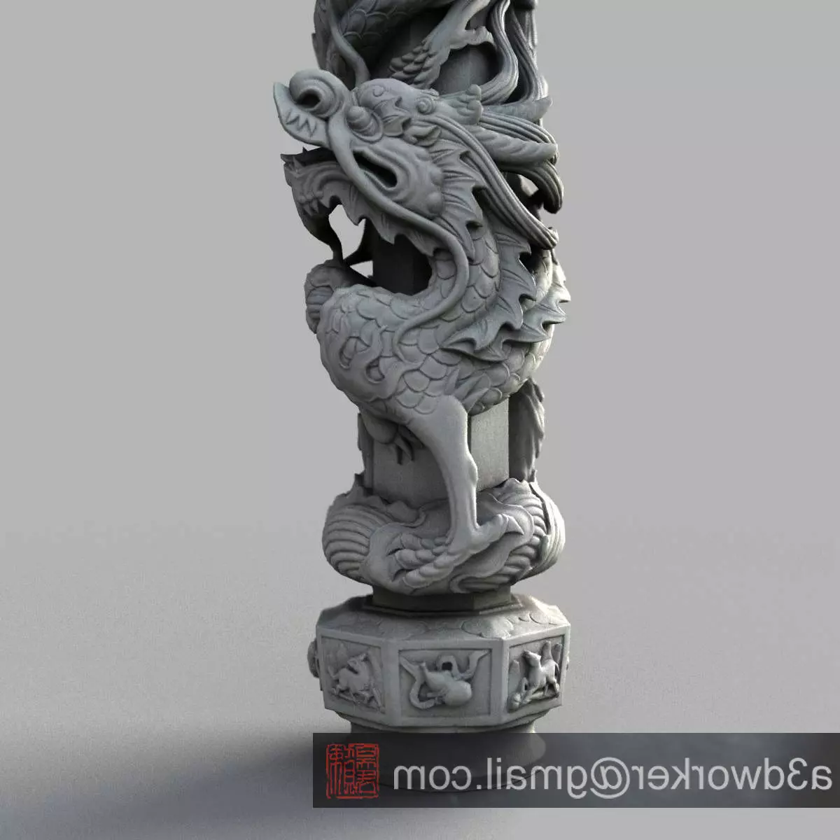 Dragon-030 chinese dragon statue Low-poly 3D model