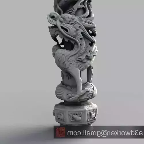 Dragon-030 chinese dragon statue Low-poly 3D model