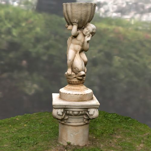 Water fountain statue Low-poly 3D model