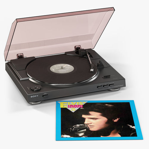 Sony PS-LX300USB turntable with Vinyl Record Low-poly 3D model