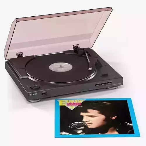 Sony PS-LX300USB turntable with Vinyl Record Low-poly 3D model
