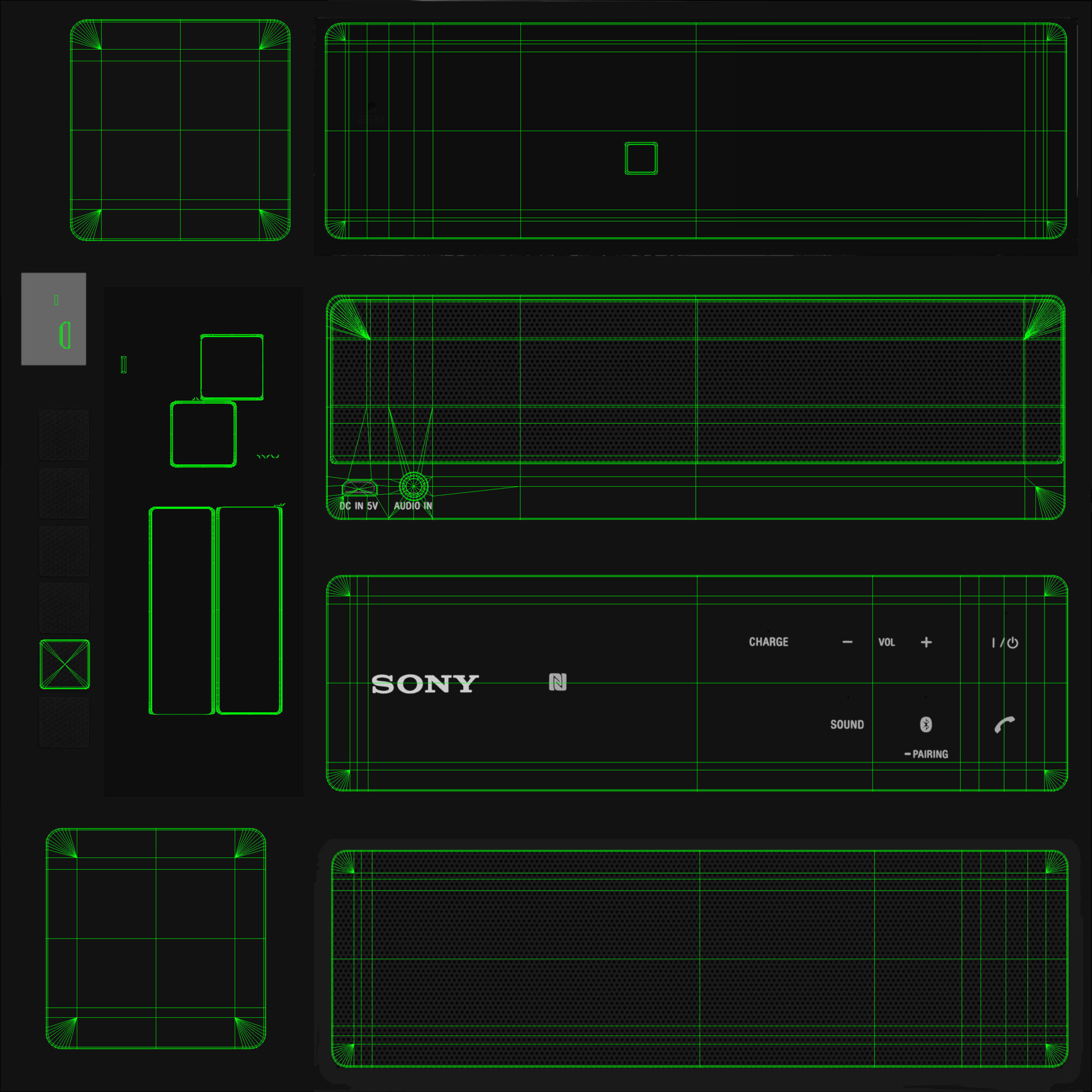Sony SRS-X33 portable bluetooth speaker Low-poly 3D model_42